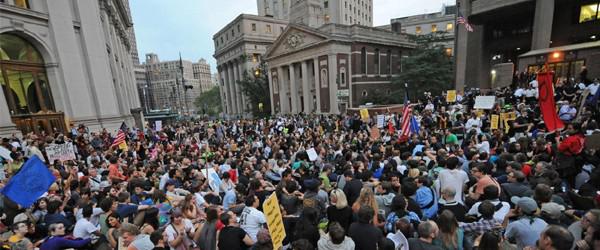 The “Occupy Wall Street” movement might be the first stone thrown and appears as a siege around the walls of the financial place. Occupy Wall Street