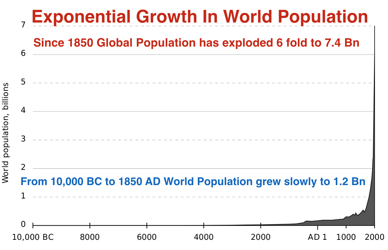 Exponential growth in world population