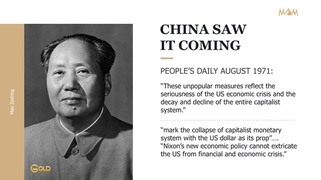 China saw the collapse of capitalist monetary system coming