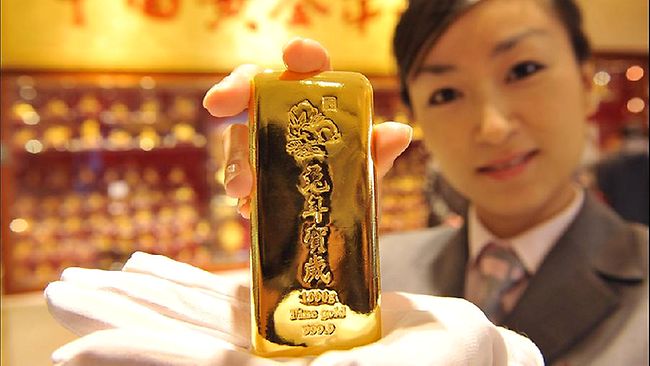 Un lingot d'or en Chine