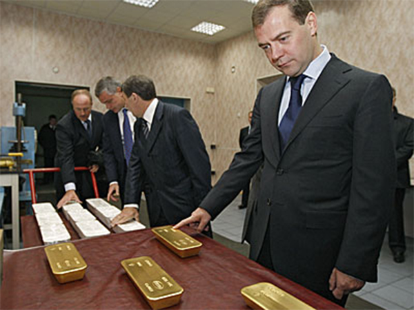 Dimitri Medvedev and Gold bars