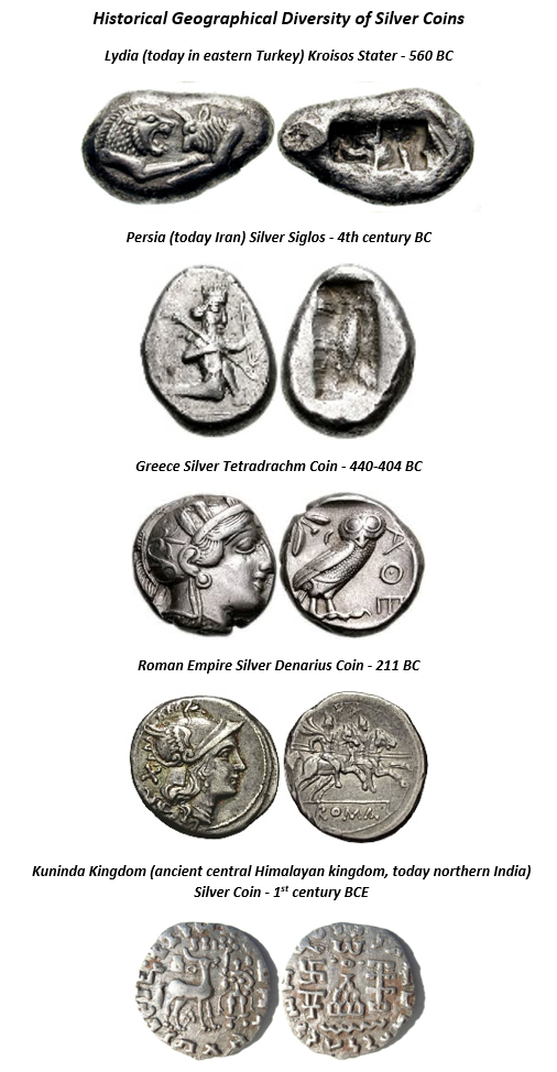 Historical Geographical Diversity of Silver Coins