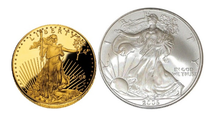 US Gold and Silver 1 Troy Ounce Coins